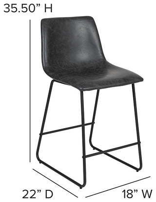 24 inch LeatherSoft Counter Height Barstools, Set of 2, Gray