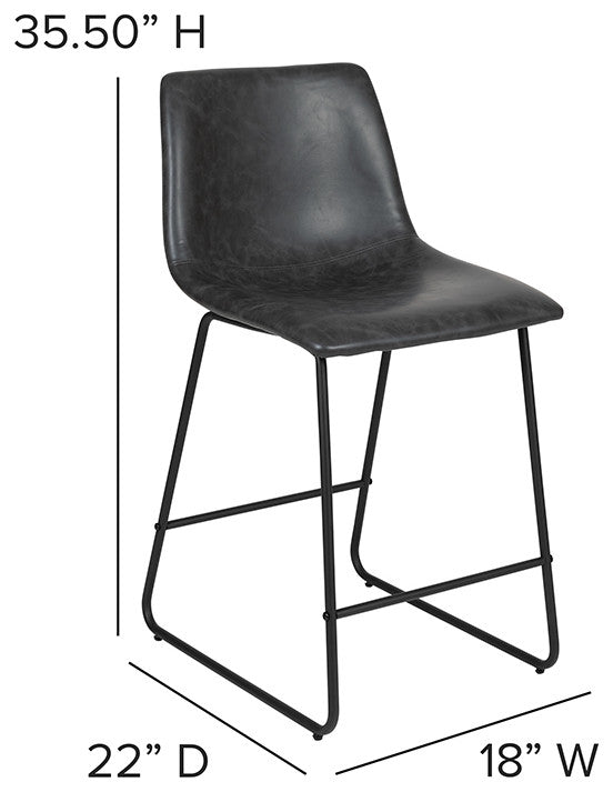 24 inch LeatherSoft Counter Height Barstools, Set of 2, Gray