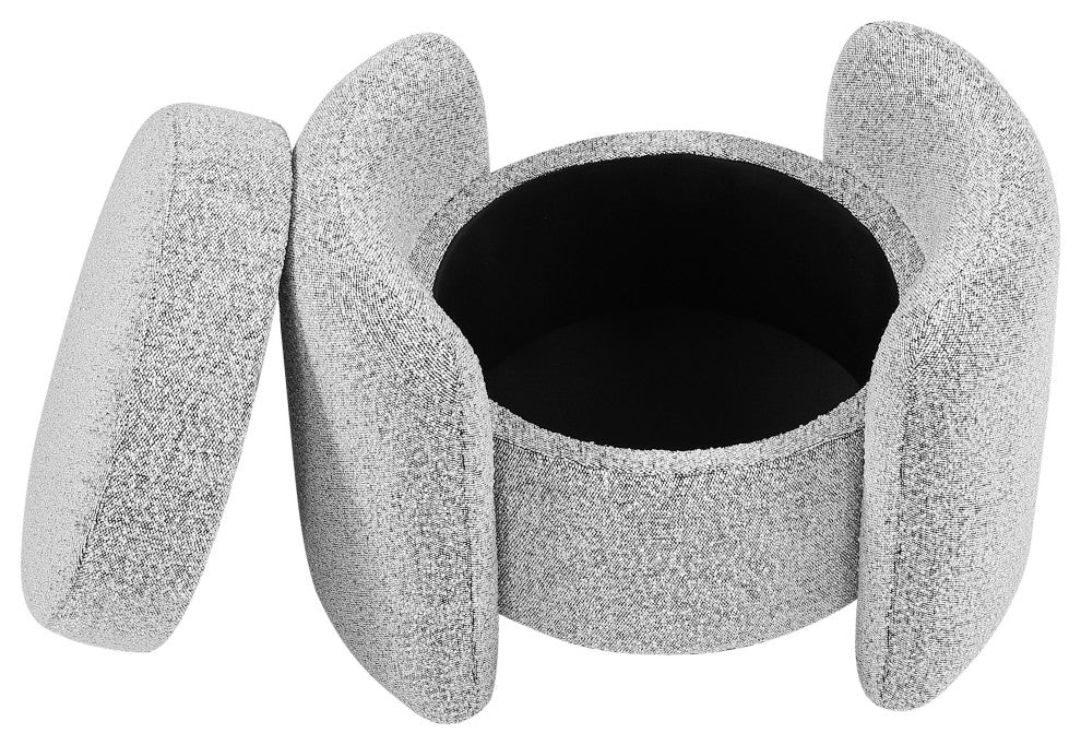Horizon Boucle Fabric Upholstered Ottoman, Grey