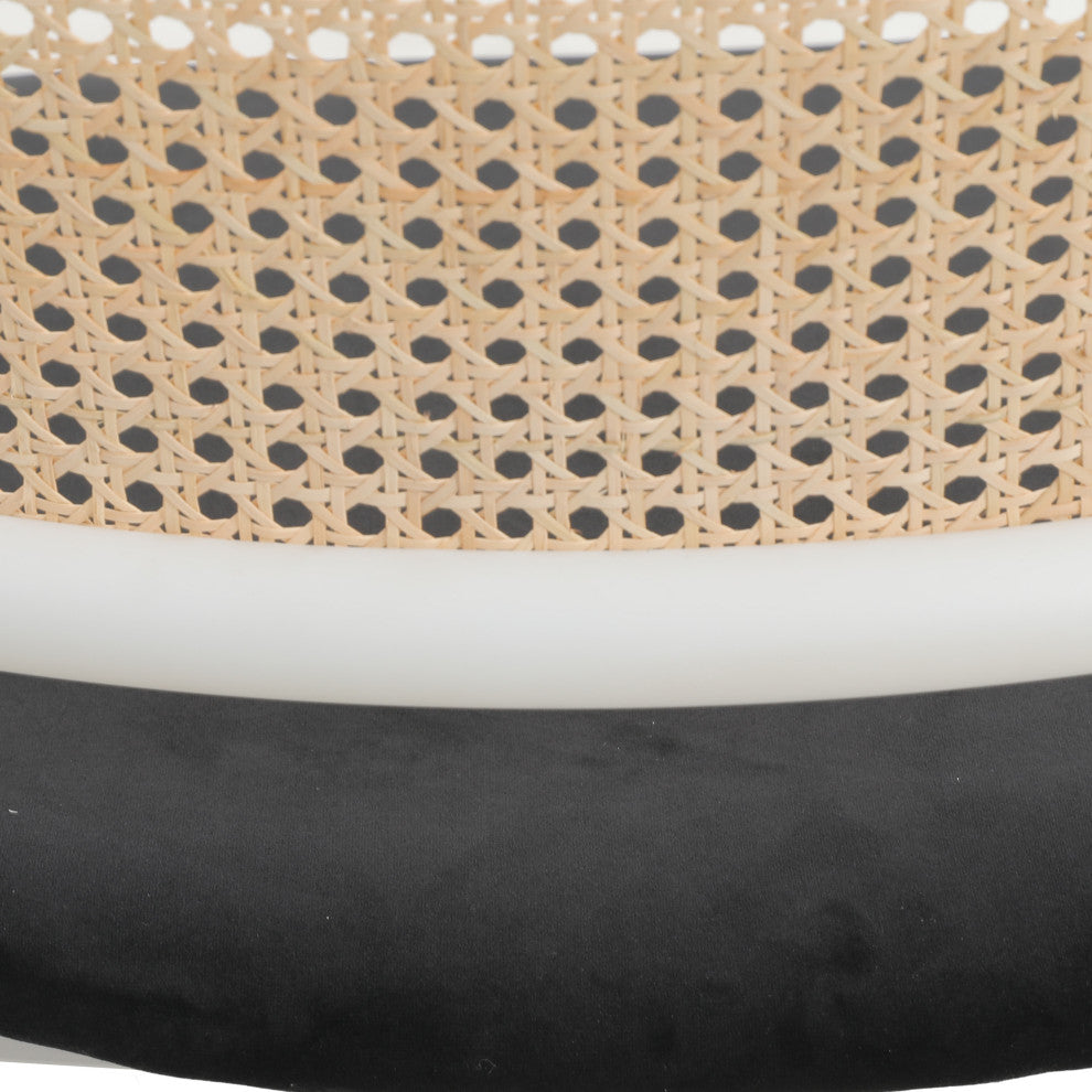 LeisureMod Ervilla Dining Armchair With White Steel Base, Black