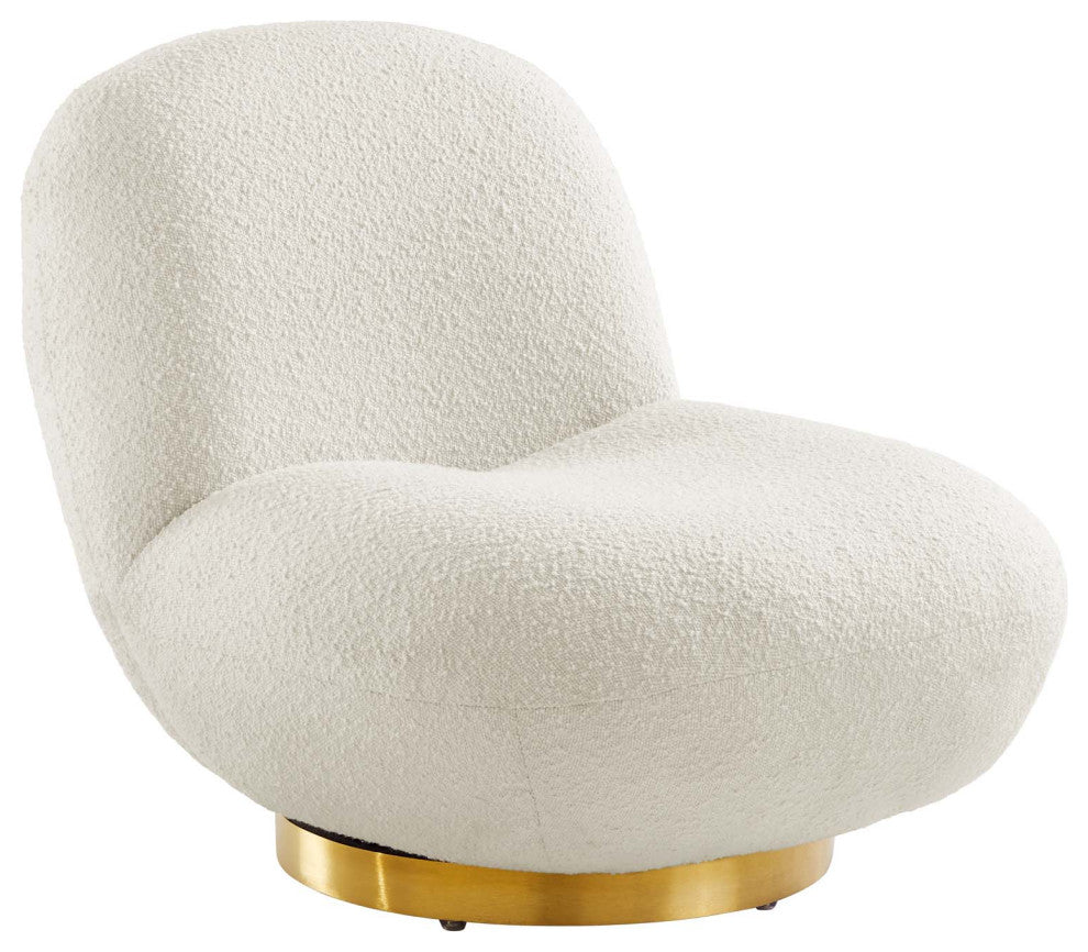 Kindred Upholstered Fabric Swivel Chair, Gold Ivory