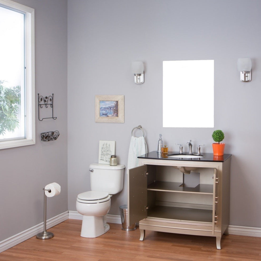 36" Single Sink Vanity-Wood-Bronze Silver