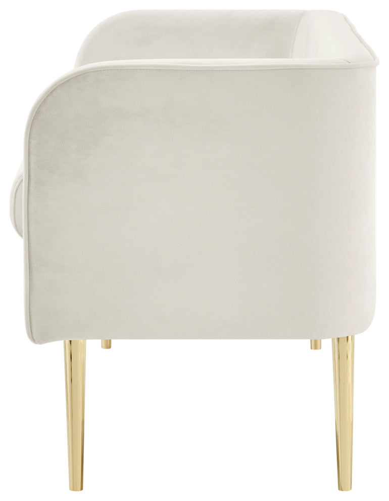 Marsha Velvet Bench, Dainty Cream