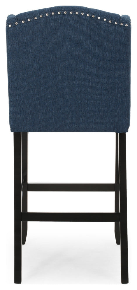 Plymouth Wingback Barstool, Navy Blue