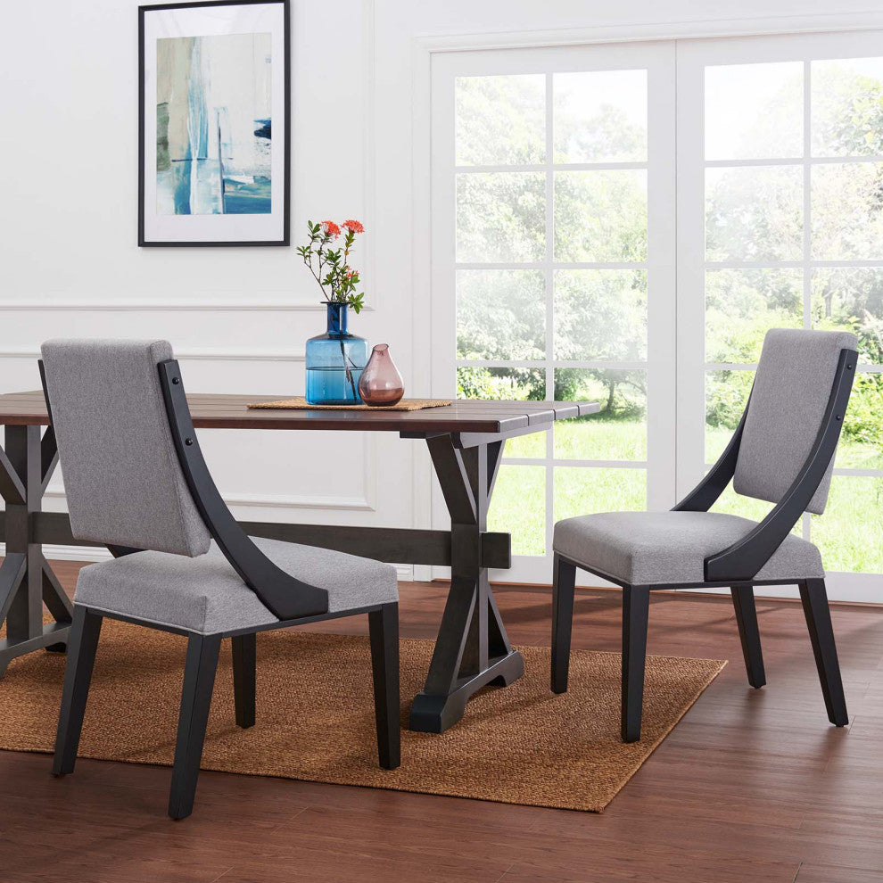 Cambridge Upholstered Fabric Dining Chairs, Set of 2, Light Gray