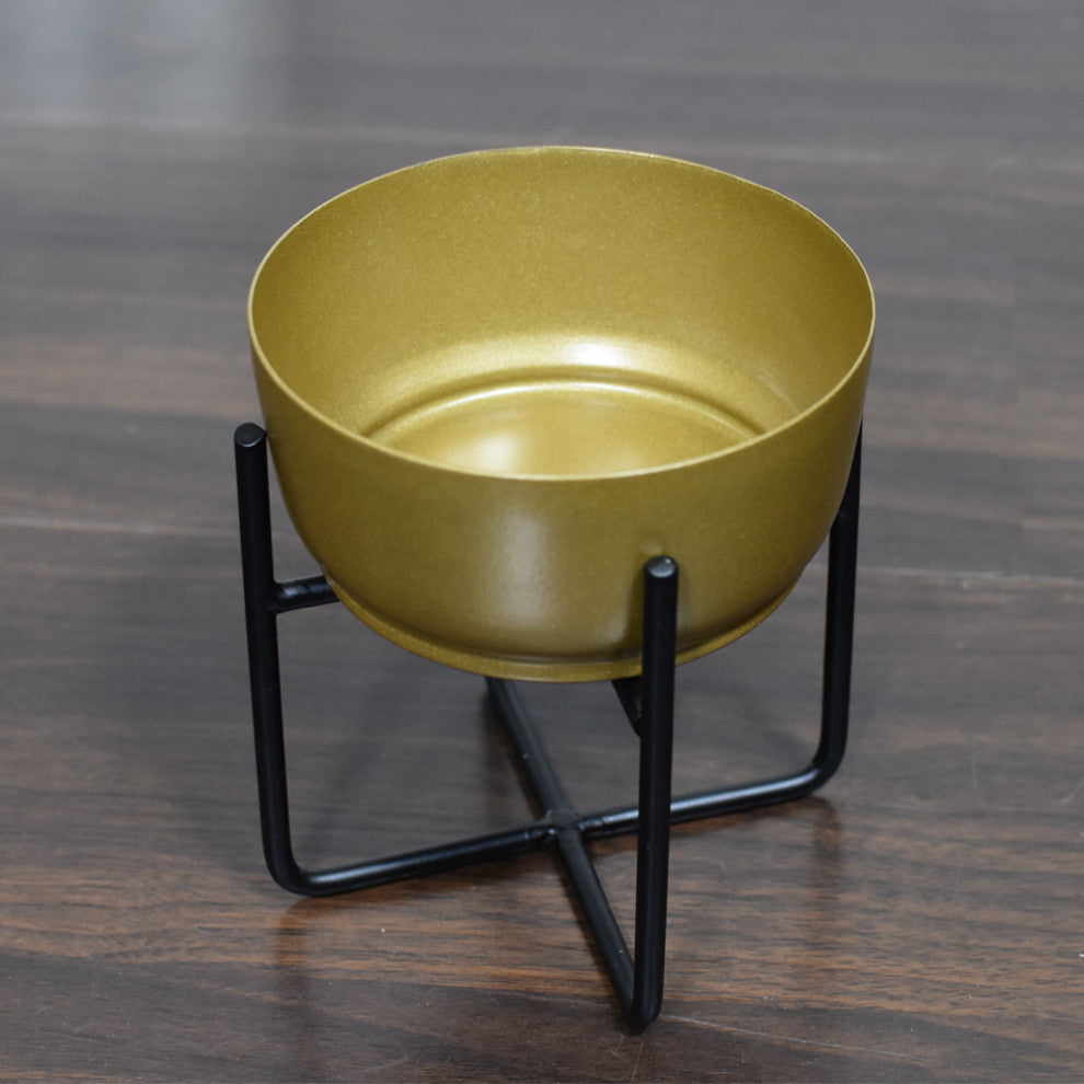 Handmade 100% Iron Round Modern Planters Pot, Gold
