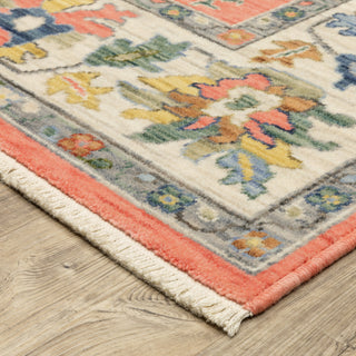 Leoness Vintage Traditional Salmon Pink/ Multi Area Rug, 2' x 6'