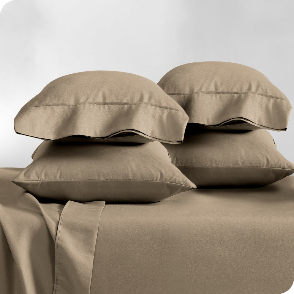 Bare Home Microfiber Pillowcases - Multi-Pack, Taupe, King, Set of 4