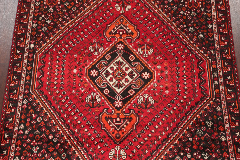 Consigned, Vintage Faded Persian Traditional Handmade Abrash Area Rug, Red, 7x10