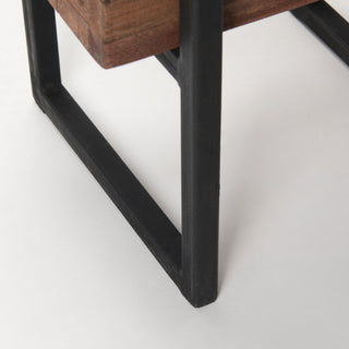 Jadine Set of 2 Medium Brown Wood With Black Metal Rectangle Frames