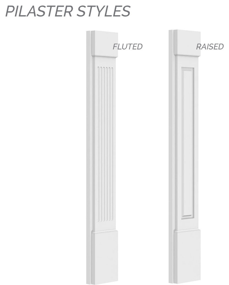 5"W x 96"H x 2"D with 16" Attached Plinth, Fluted Pilaster (each)