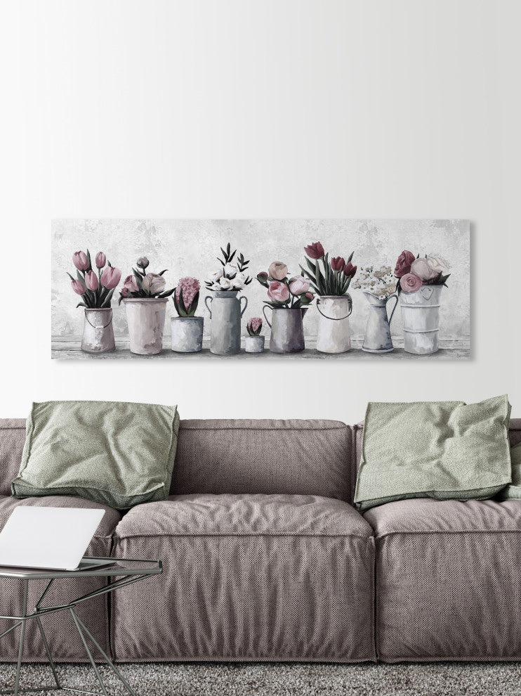 "Fresh Pink Tulips" Painting Print on Wrapped Canvas