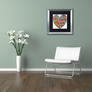 Hello Angel 'Floral Heart' Art, Silver Frame, Black Mat, 16x16