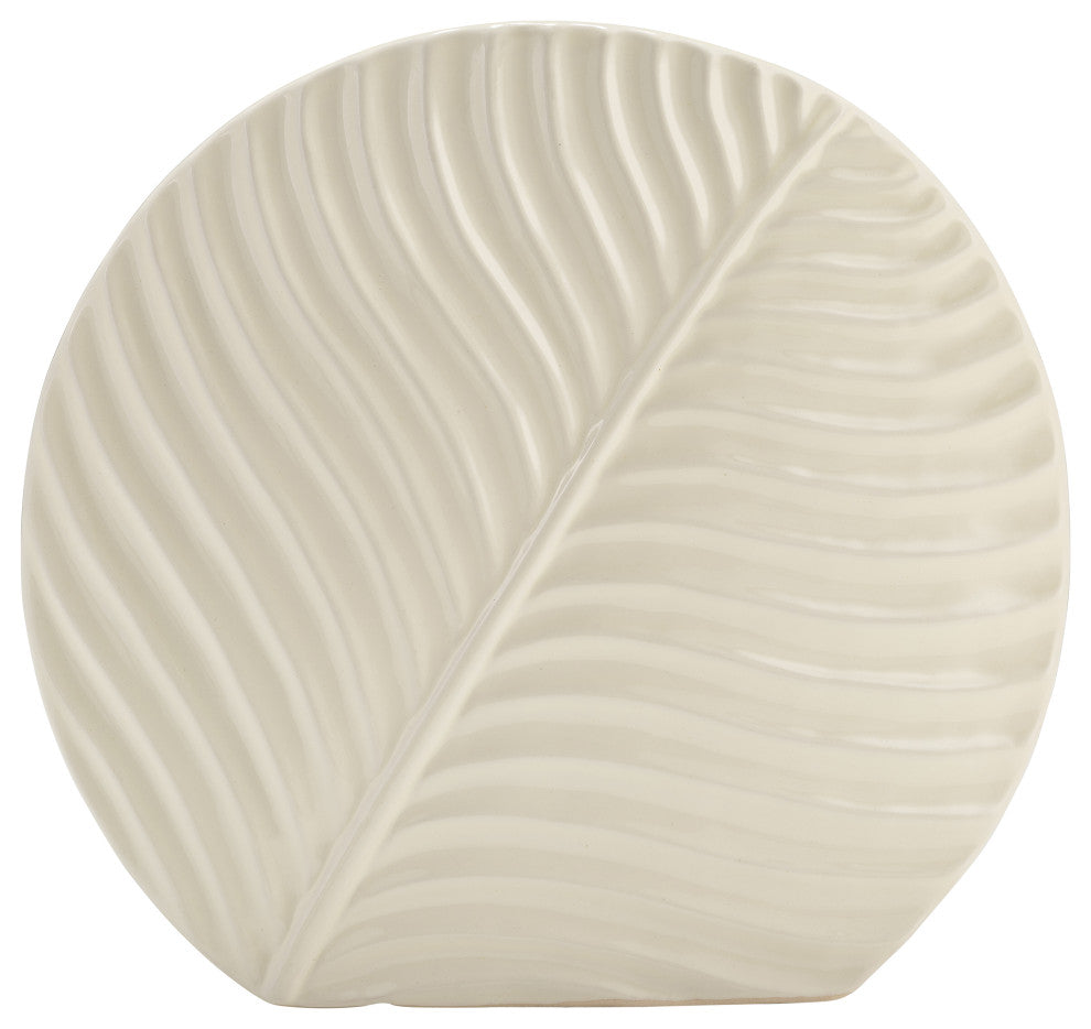 Ceramic 11" Round Botanical Vase, Cotton