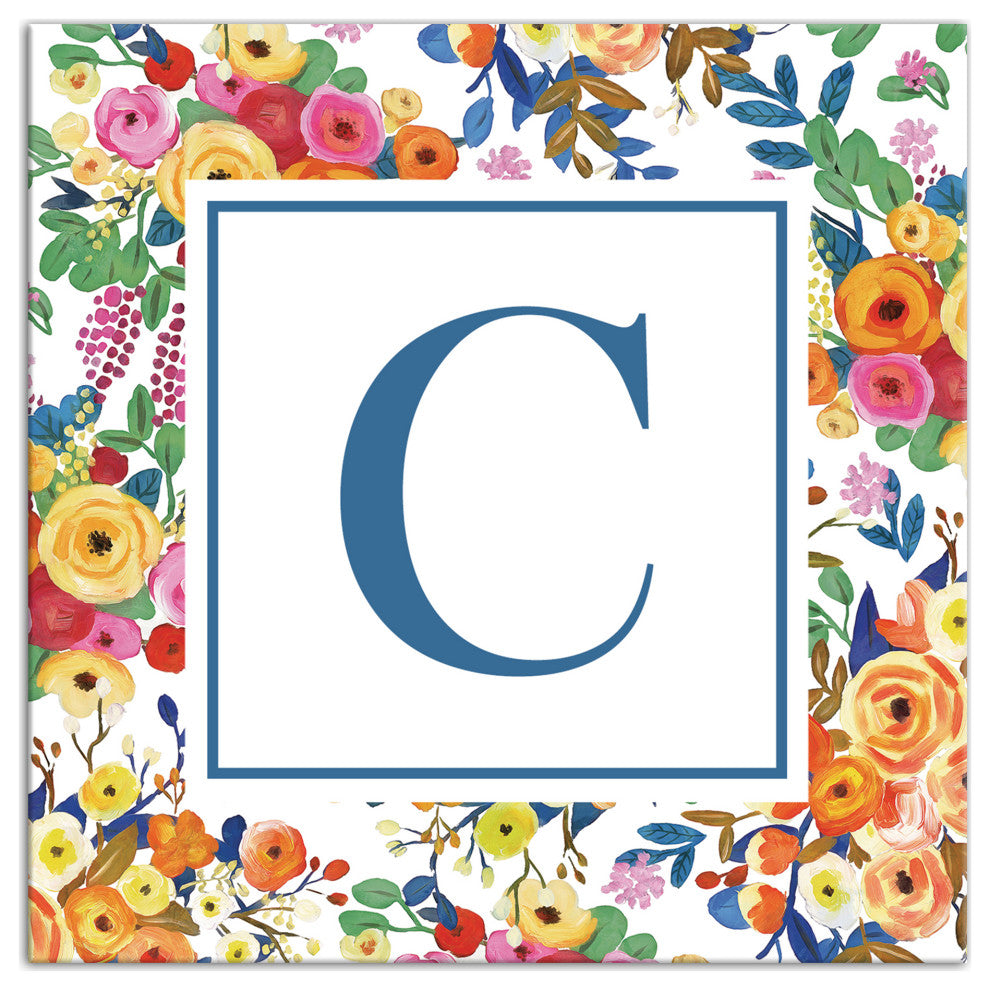 Wildflower Monogram - C 12x12 Canvas Wall Art