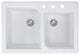 Radius 33" silQ Granite Drop-in Double Bowl Kitchen Sink with 3 Holes in White
