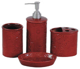 Savannah Ceramic Countertop Bathroom Set, 4PC, Red