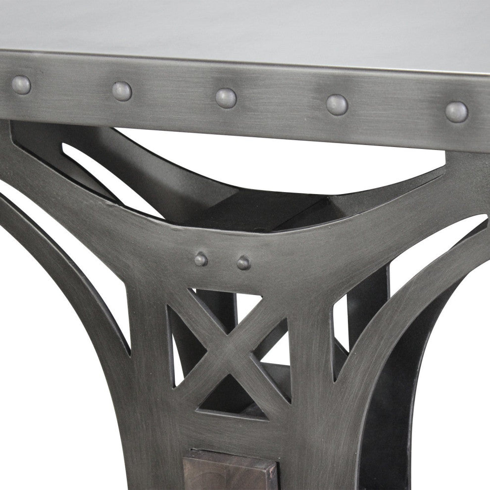 Pratt Truss Industrial Steel Office Desk with Movable Cabinet Drawers