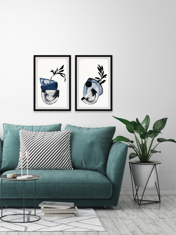 Blue Vase Centerpiece Diptych, 2-Piece Set, 8x12 Panels