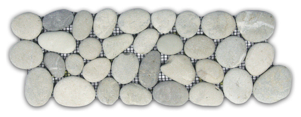 Bali Cloud pebble tile border "“ natural stone for shower, bathroom, backsplash