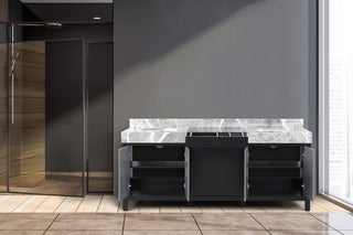 Zilara 80" Black and Grey Double Vanity, Castle Grey Marble Tops