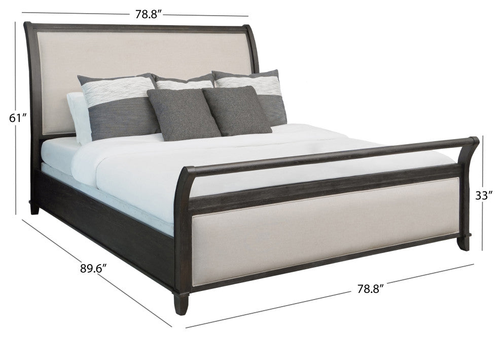 Cindi 3-PieceSleigh King Bedroom Set, Gray