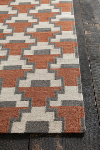 Avon Contemporary Area Rug, Rust and Gray, 7'9"x10'6"