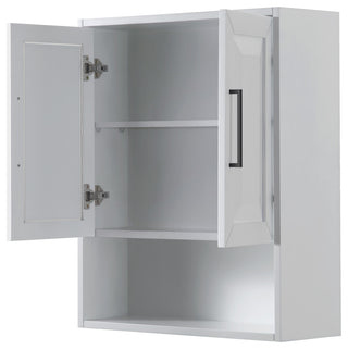 Daria Bathroom Wall-Mounted Storage Cabinet, White With Matte Black Trim