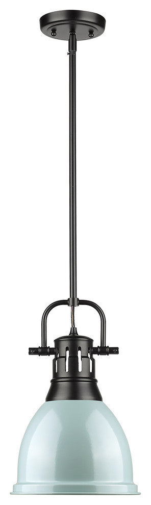 Duncan Small Pendant, Rod in Aged Brass, Matte Black With Seafoam Shade