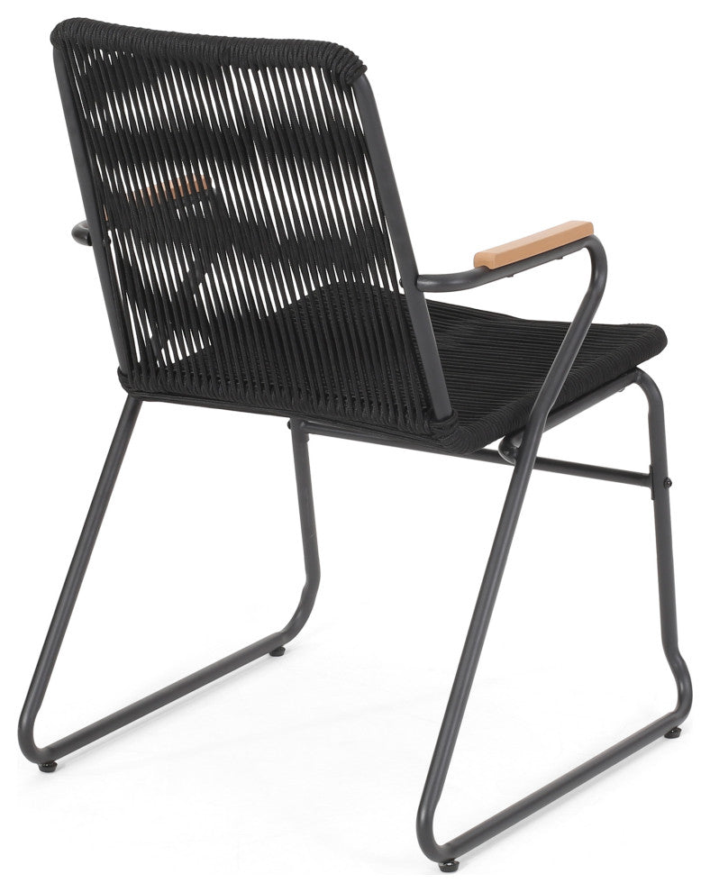 Luca Modern Outdoor Rope Weave Club Chair, Set of 2
