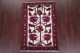 Consigned, Vintage Hand-Knotted Persian Oriental Low Pile Carpet, Beige, 3'x5'