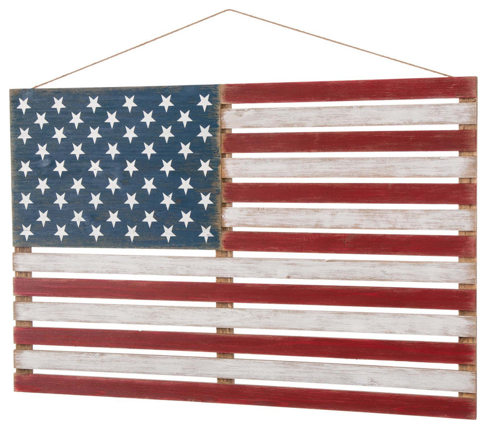 42"L Wooden Patriotic/Americana National Flag Wall Decor