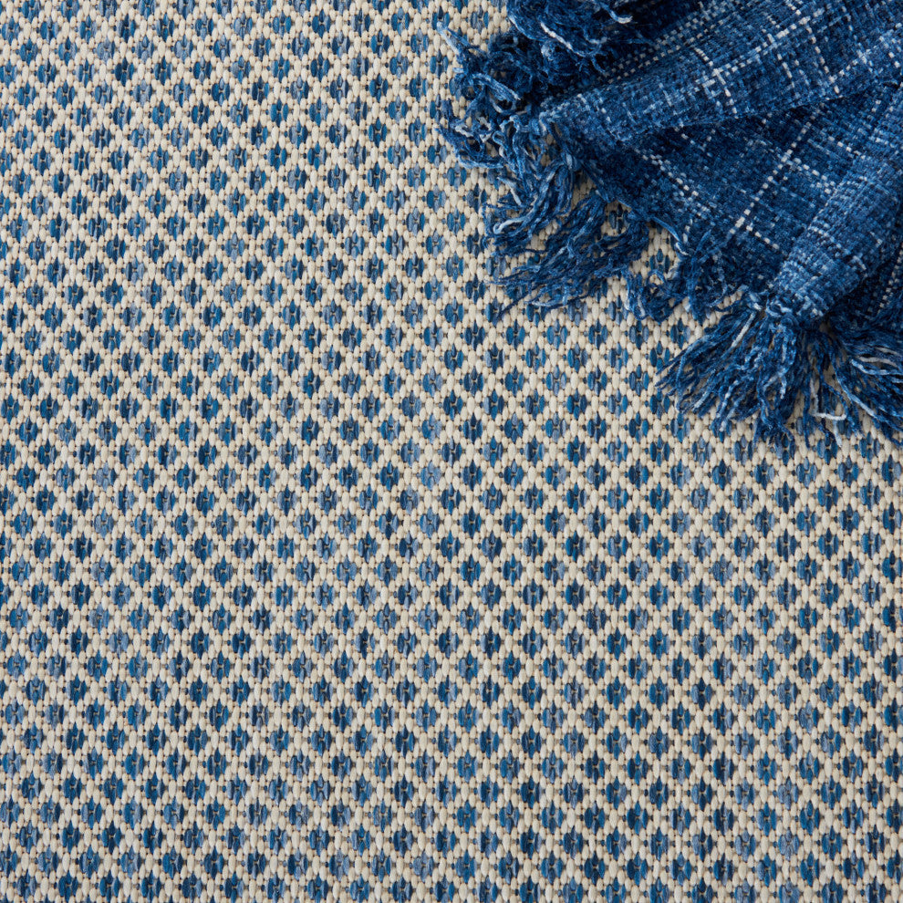 Nourison Courtyard 7' x 10' Ivory Blue Modern Area Rug