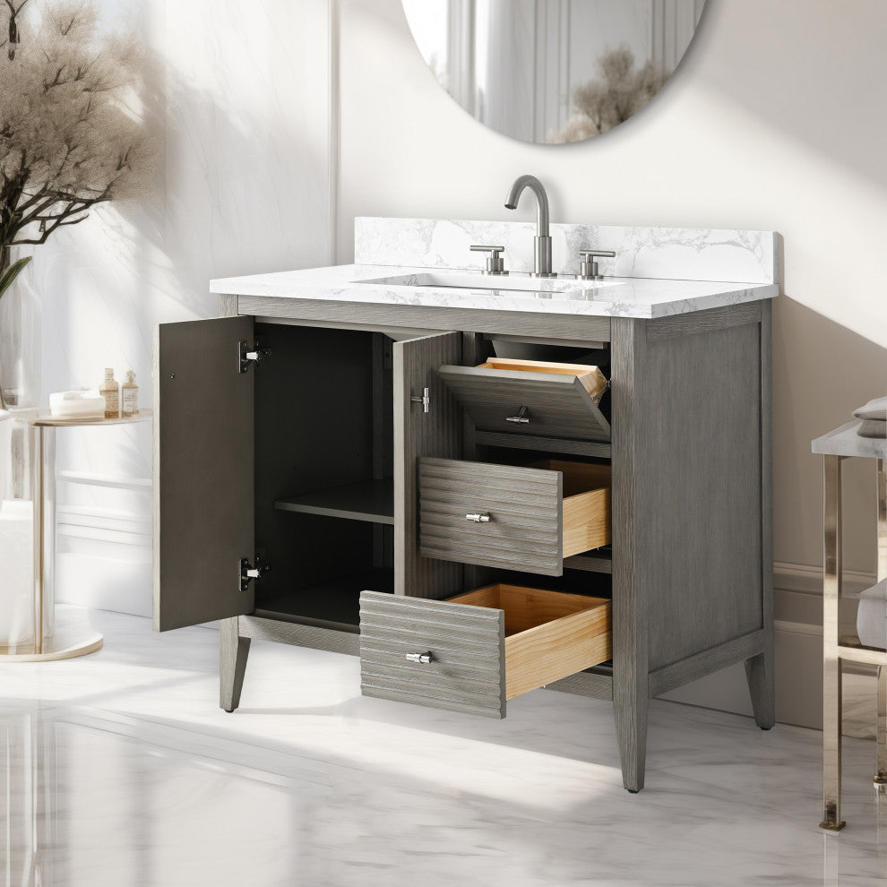 Vanity Art Freestanding Vanity, Driftwood Gray, 36", Single Sink, Brushed Nickel