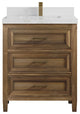 Santa Monica 30 Single Sink Bath Vanity in Graywashed Teak 2" Calacatta Nuvo