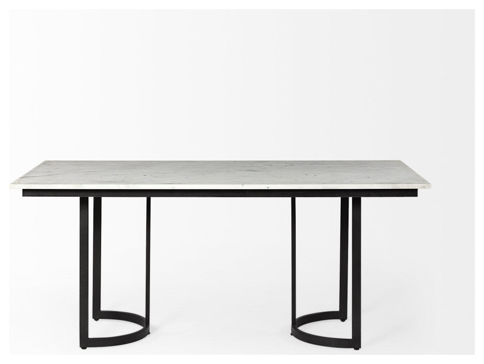 Modern Marble and Metal Dining Table
