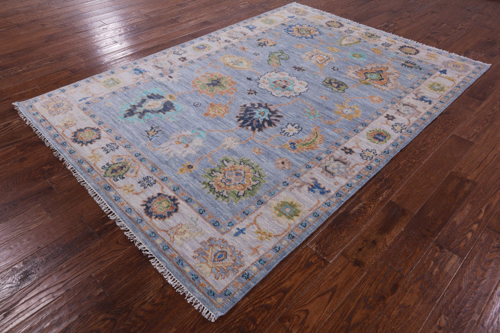 Turkish Oushak Handmade Wool Rug 6' 3" X 9' 0" - Q13659