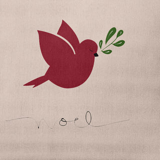 Noel Bird Decorative Throw Pillow, Taupe, 16"x16"