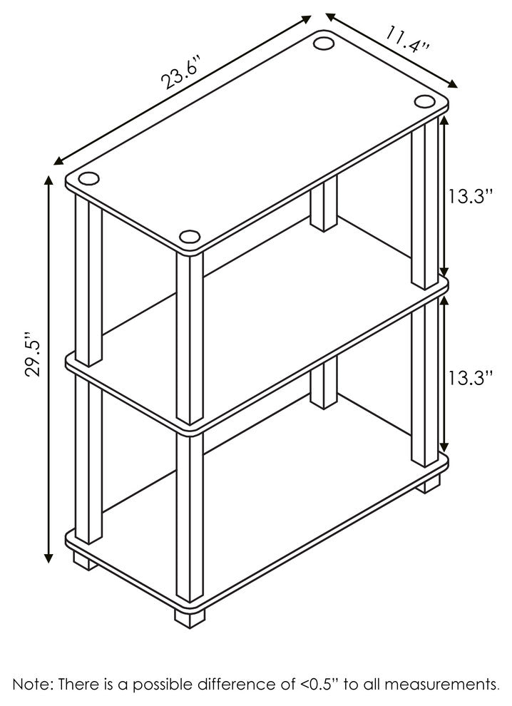 3-Tier Compact Shelf Display Rack With Square Tube, Dark Cherry/Black