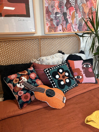 Uke WithPom Poms and Tassesl Shaped Hook Pillow