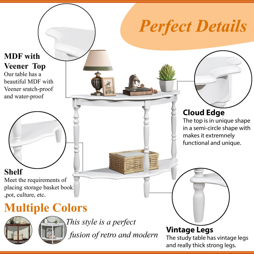 Gewnee 42'' Retro Circular Curved Half-Moon Console Table