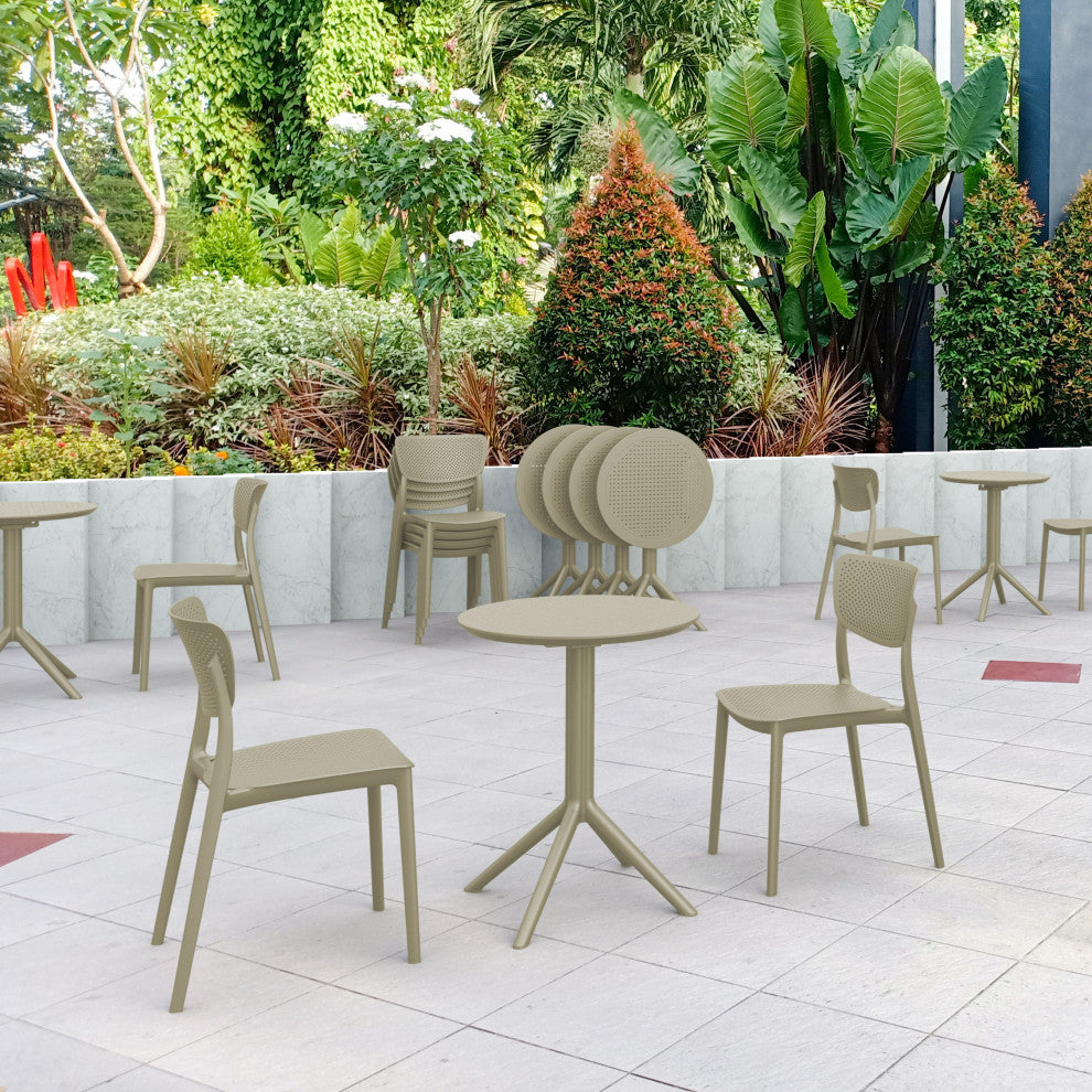 Lucy Round Bistro Set 3 Piece With 24" Table Top Taupe