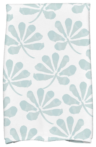 18"x30" Ina Floral Print Kitchen Towel, Aqua