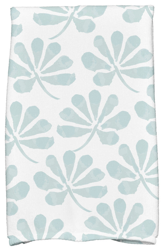 18"x30" Ina Floral Print Kitchen Towel, Aqua