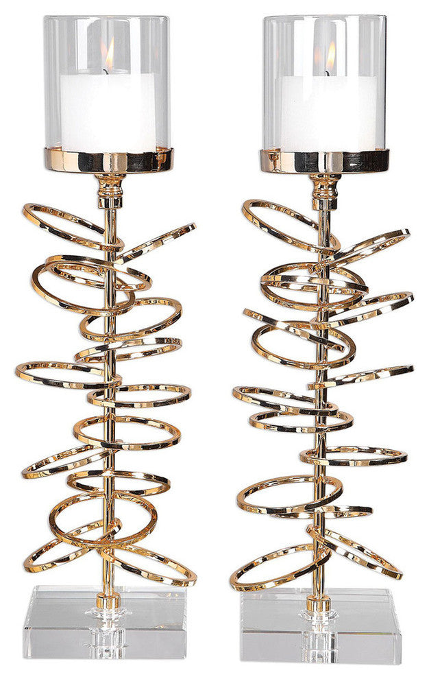 Uttermost Tala Rose Gold Candleholders, Set of 2