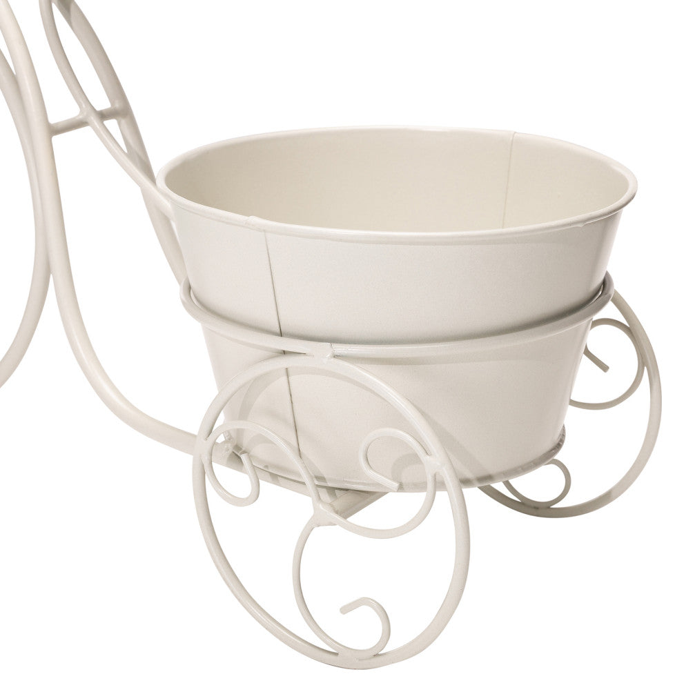 21.5"L Metal Bicycle Plant Stand, White