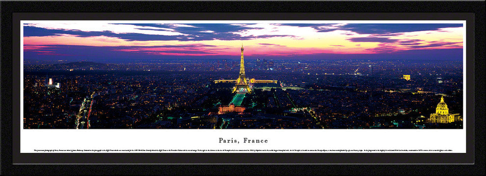 Paris Skyline Panoramic Poster, France , Select Frame