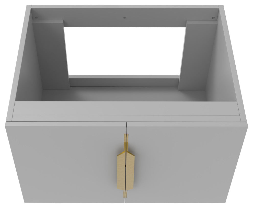 CastelloUSA Alpine 24" Wall Mounted Vanity, Base Only, Gray, Gold Handles