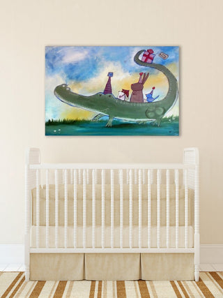 "Alligator Birthday" Painting Print on Wrapped Canvas
