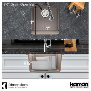 Karran Undermount Quartz Composite 17" Bar Single Bowl Sink, Concrete